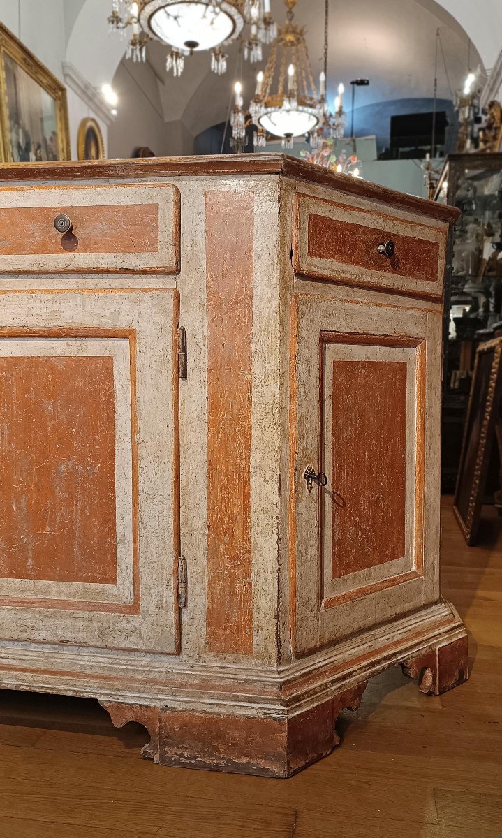 CREDENZA SCANTONATA E DIPINTA NEOCLASSICA SECONDA META’ XVIII SECOLO-photo-4