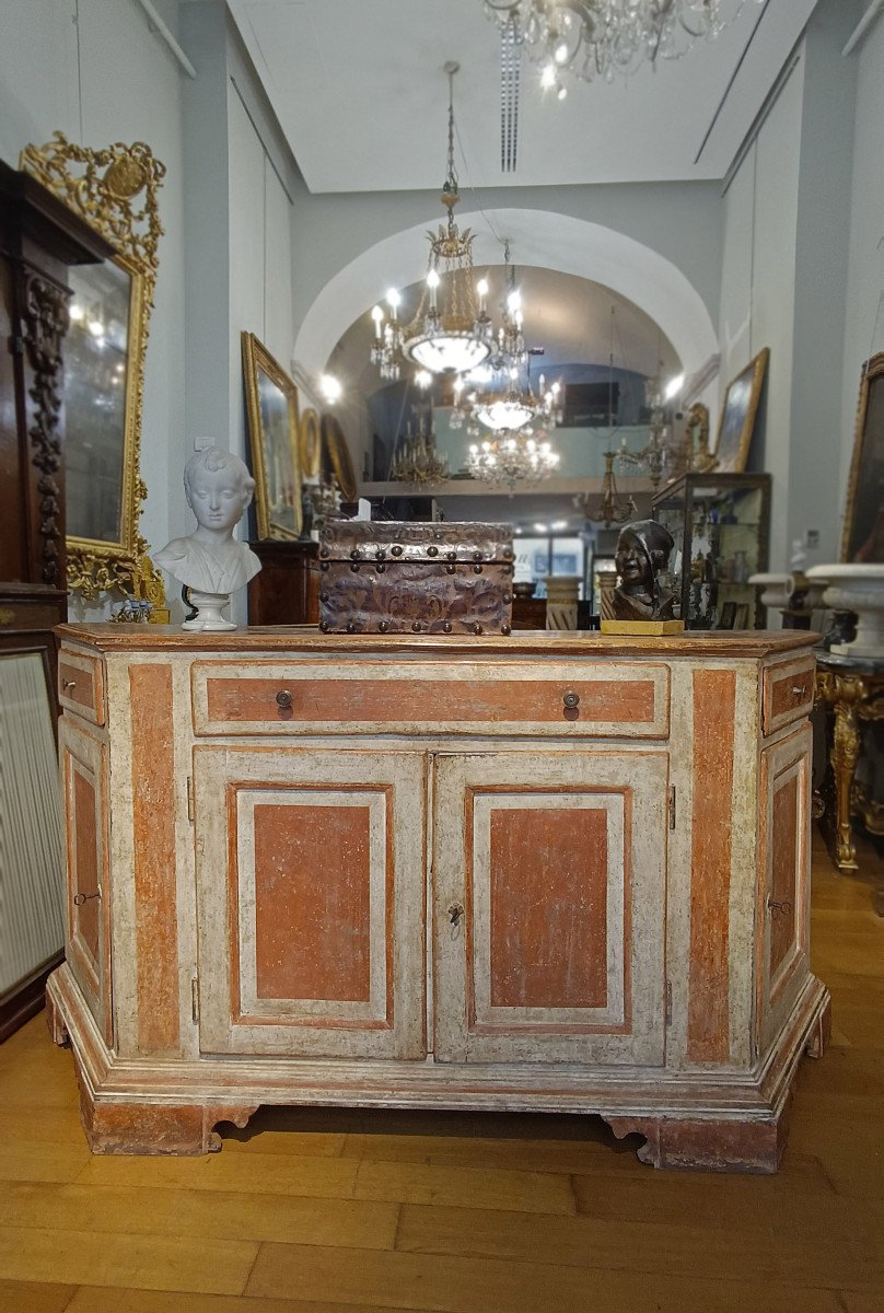 CREDENZA SCANTONATA E DIPINTA NEOCLASSICA SECONDA META’ XVIII SECOLO-photo-6