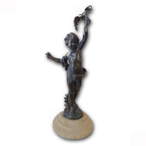 STATUETTA IN BRONZO DIONISO BAMBINO MOREAU FINE XIX SECOLO