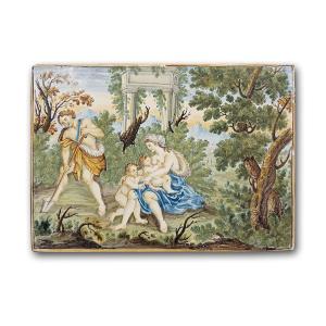 PLACCA IN MAIOLICA CASTELLI RETTANGOLARE PRIMA META’ XVIII SECOLO