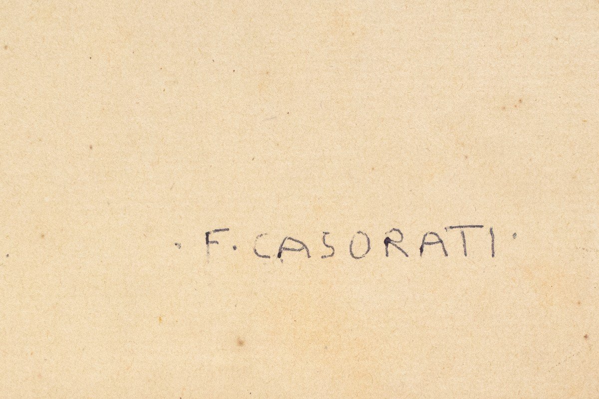 Disegno carboncino su carta, “Tre sorelle”, di Felice Casorati, firmato, 1946-photo-2