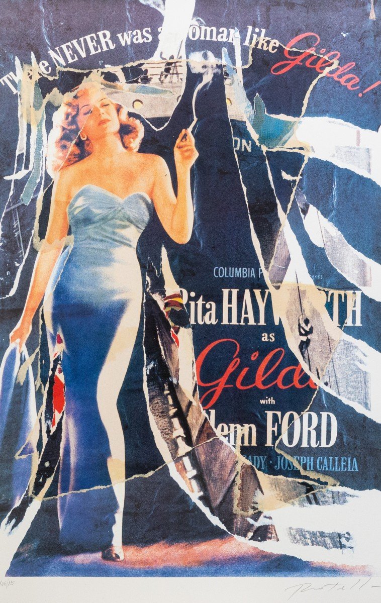 SeriDècollage di Mimmo Rotella, "Gilda",  firmato, '900
