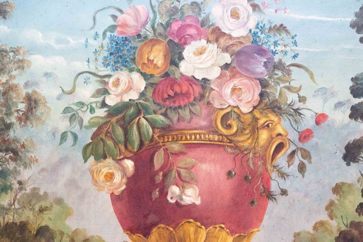 Grande dipinto,"Natura Morta con fiori", di Avandero Filippo, Epoca '900-photo-1