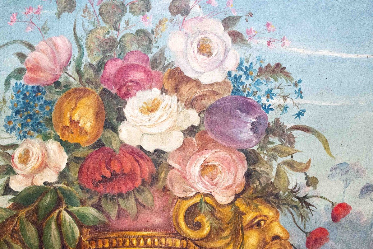 Grande dipinto,"Natura Morta con fiori", di Avandero Filippo, Epoca '900-photo-8