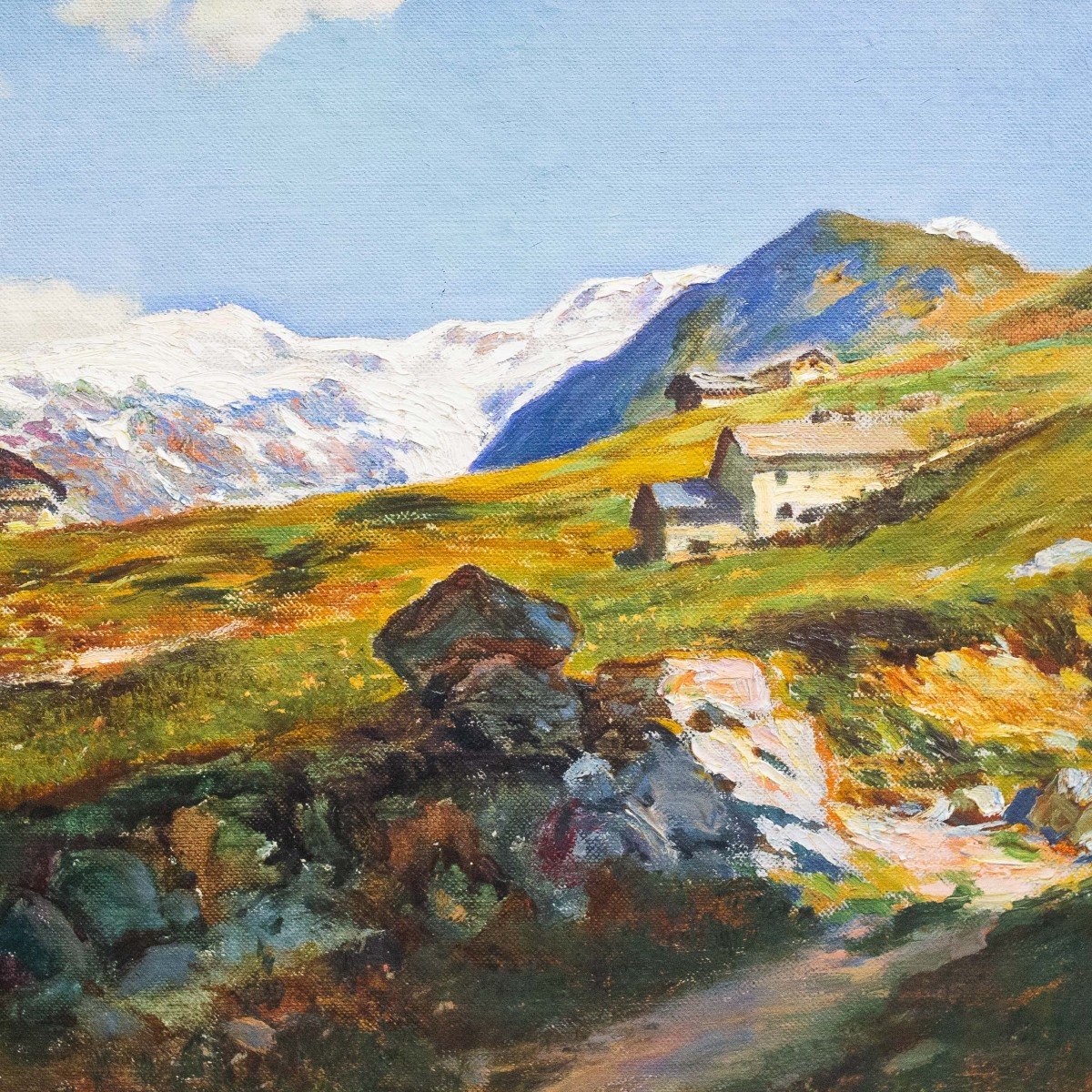 Alberto Falchetti, "Paesaggio di montagna - Monte Rosa", Epoca Primi '900-photo-2