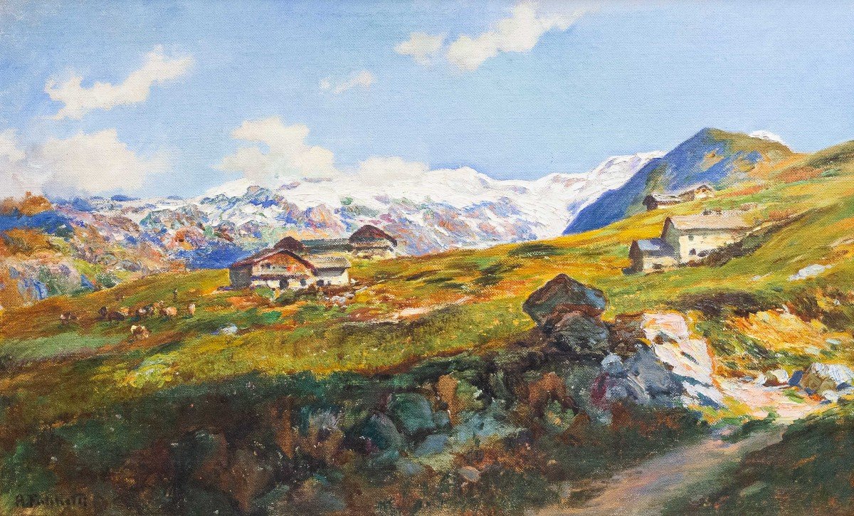Alberto Falchetti, "Paesaggio di montagna - Monte Rosa", Epoca Primi '900