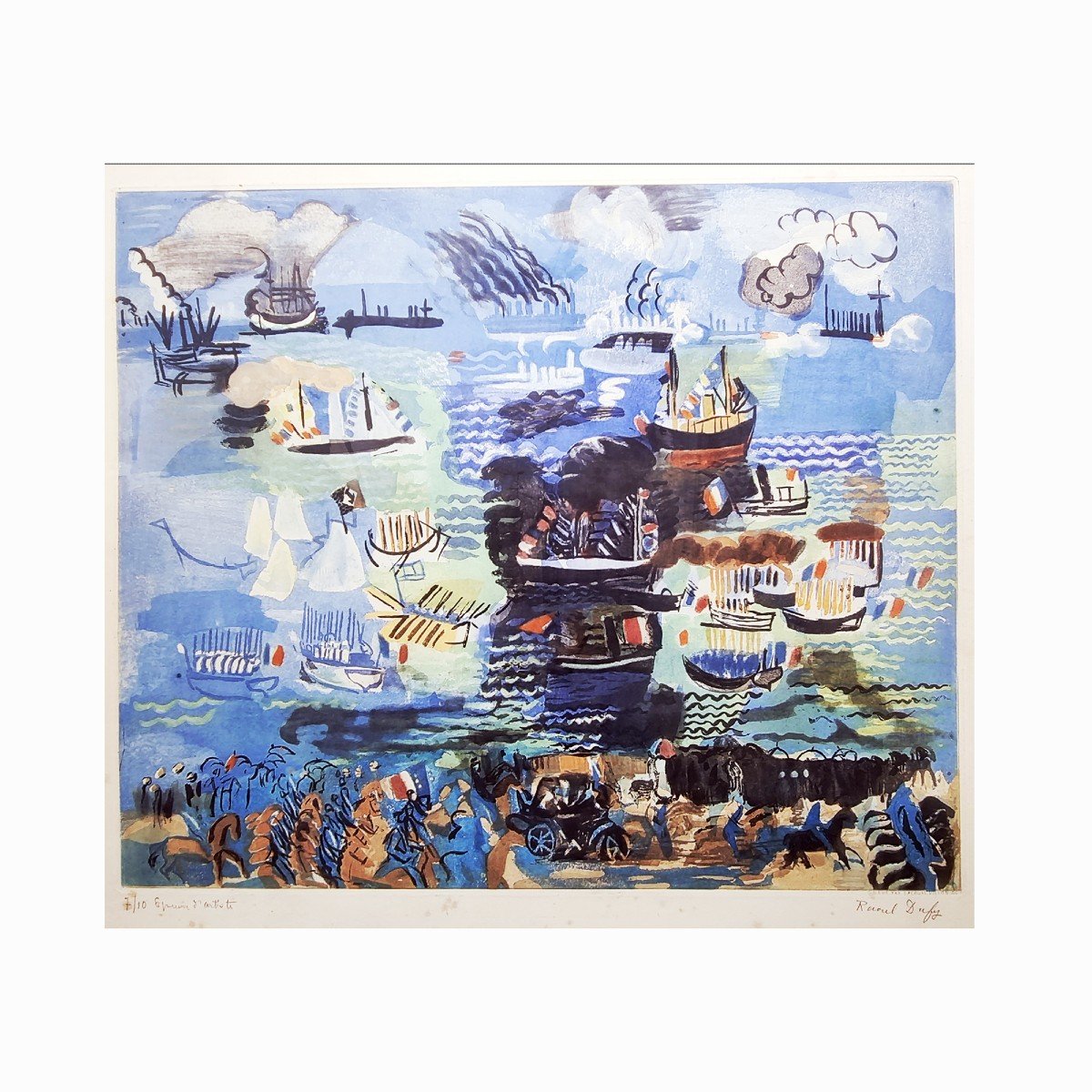 Raoul Dufy, "Il Festival Nautico", incisione all'acquatinta, firmato, Ed. 10 Esemplari, 1926-photo-4