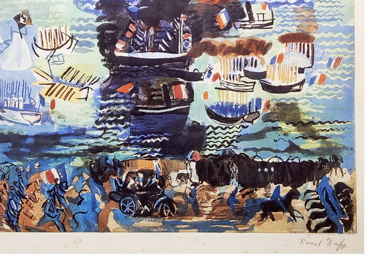 Raoul Dufy, "Il Festival Nautico", incisione all'acquatinta, firmato, Ed. 10 Esemplari, 1926-photo-1