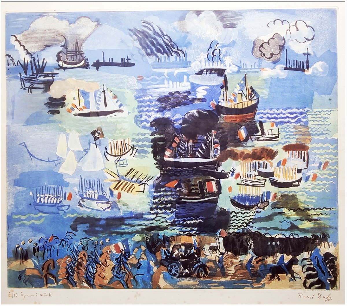 Raoul Dufy, "Il Festival Nautico", incisione all'acquatinta, firmato, Ed. 10 Esemplari, 1926