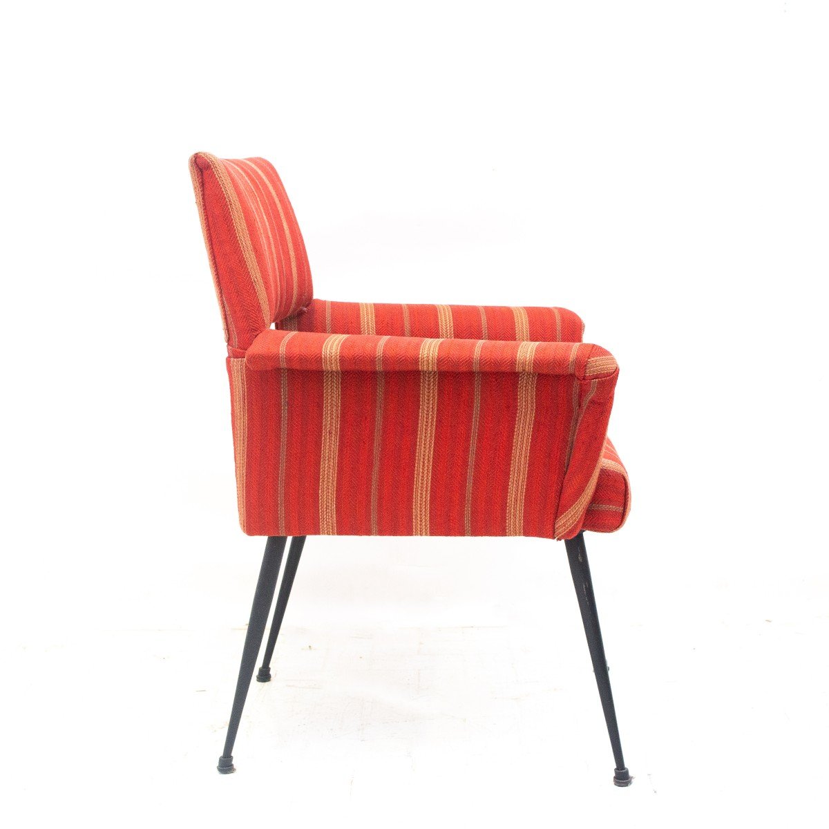 Set di sei poltrone di design con rivestimento rosso originali, Anni '50 -photo-3