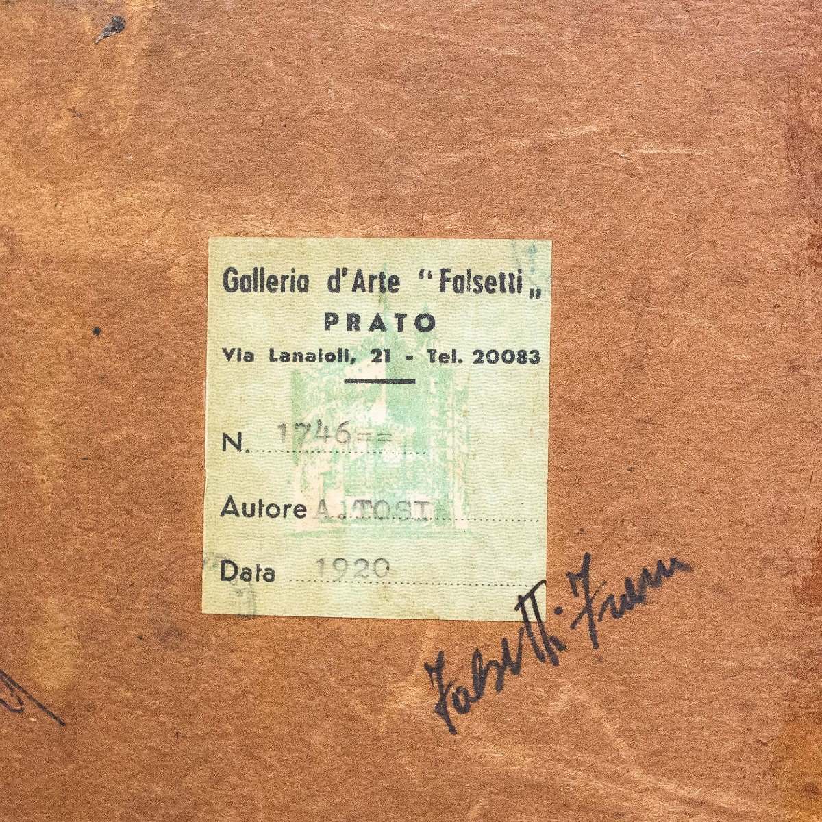 Arturo Tosi, olio su cartone  "Paesaggio", firmato, 1920-photo-2