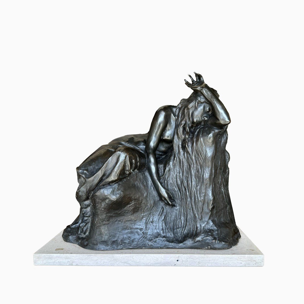 Pietro Canonica scultura in bronzo, "Veglia dell'Anima", firmato, 1901
