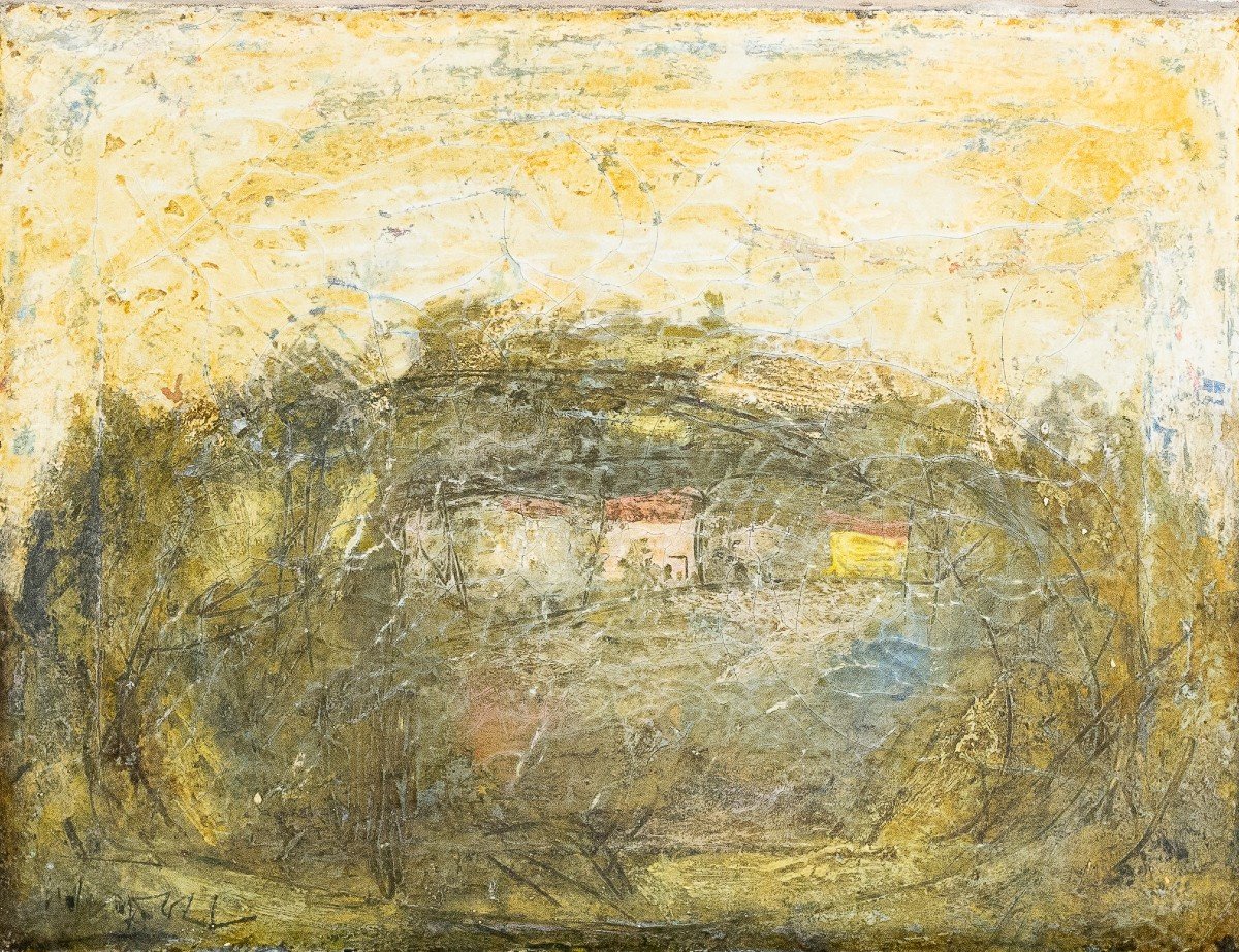 Pippo Pozzi, "Il casotto Rosa", olio su tela, firmato, 1964