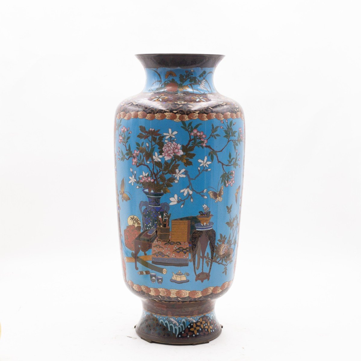 Vaso antico giapponese Meiji in smalto cloisonne, Primo '900-photo-2