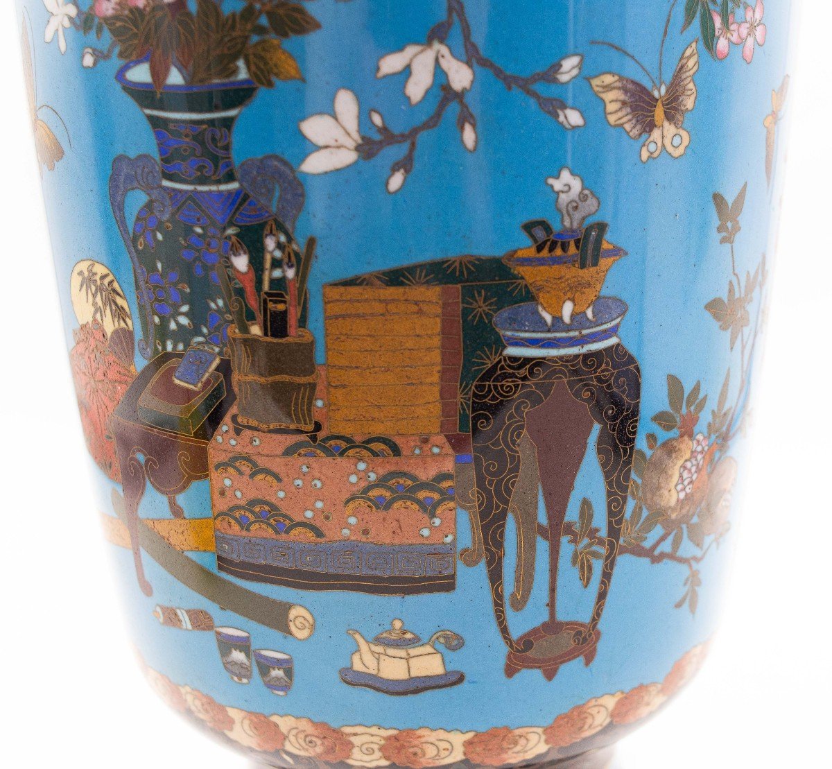 Vaso antico giapponese Meiji in smalto cloisonne, Primo '900-photo-4