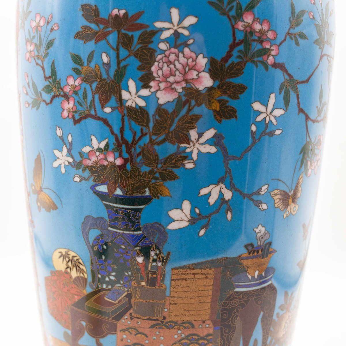 Vaso antico giapponese Meiji in smalto cloisonne, Primo '900-photo-5