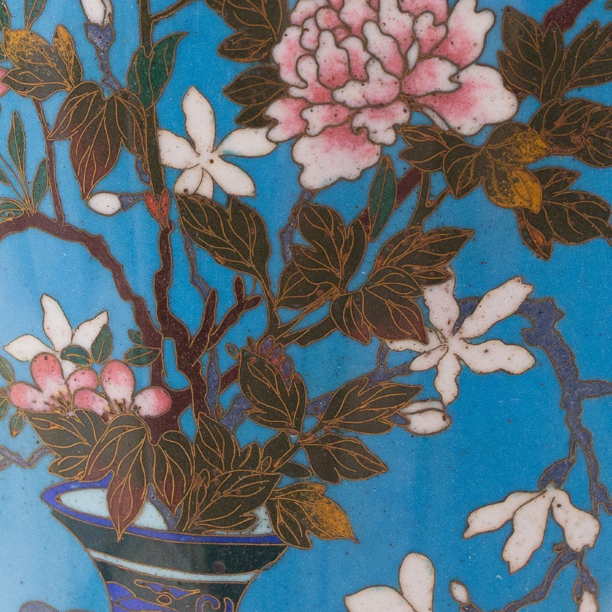 Vaso antico giapponese Meiji in smalto cloisonne, Primo '900-photo-6