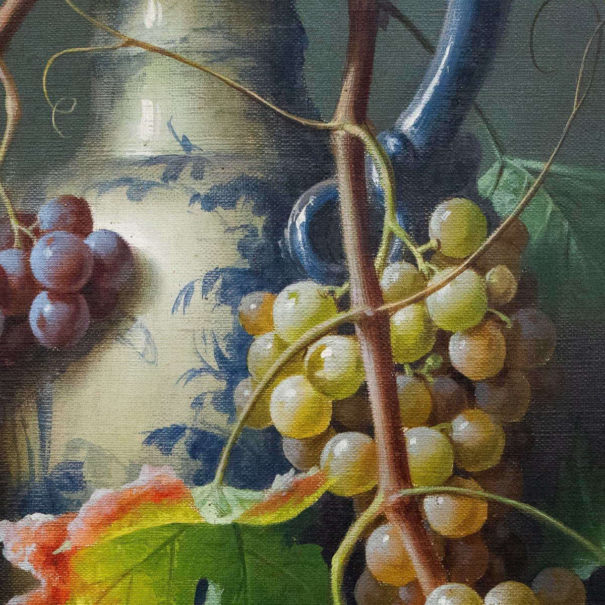 Giuseppe Falchetti, olio su tela, "Natura Morta con frutta", firmato, 1893-photo-2