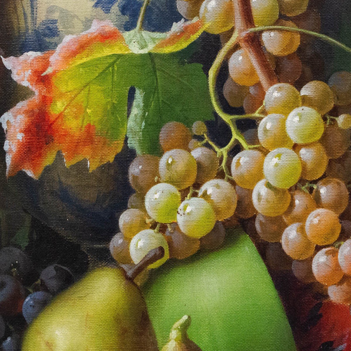 Giuseppe Falchetti, olio su tela, "Natura Morta con frutta", firmato, 1893-photo-5