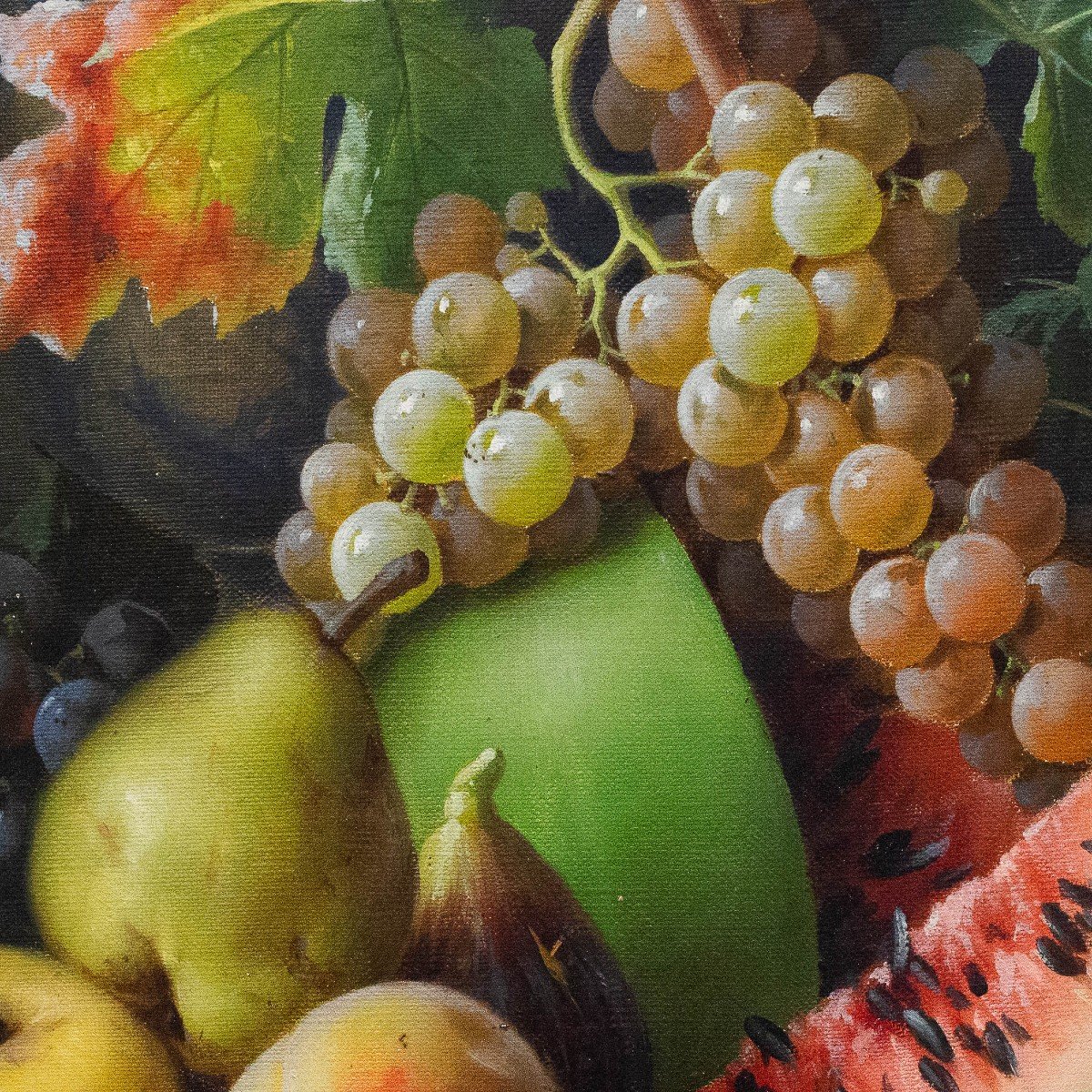 Giuseppe Falchetti, olio su tela, "Natura Morta con frutta", firmato, 1893-photo-6