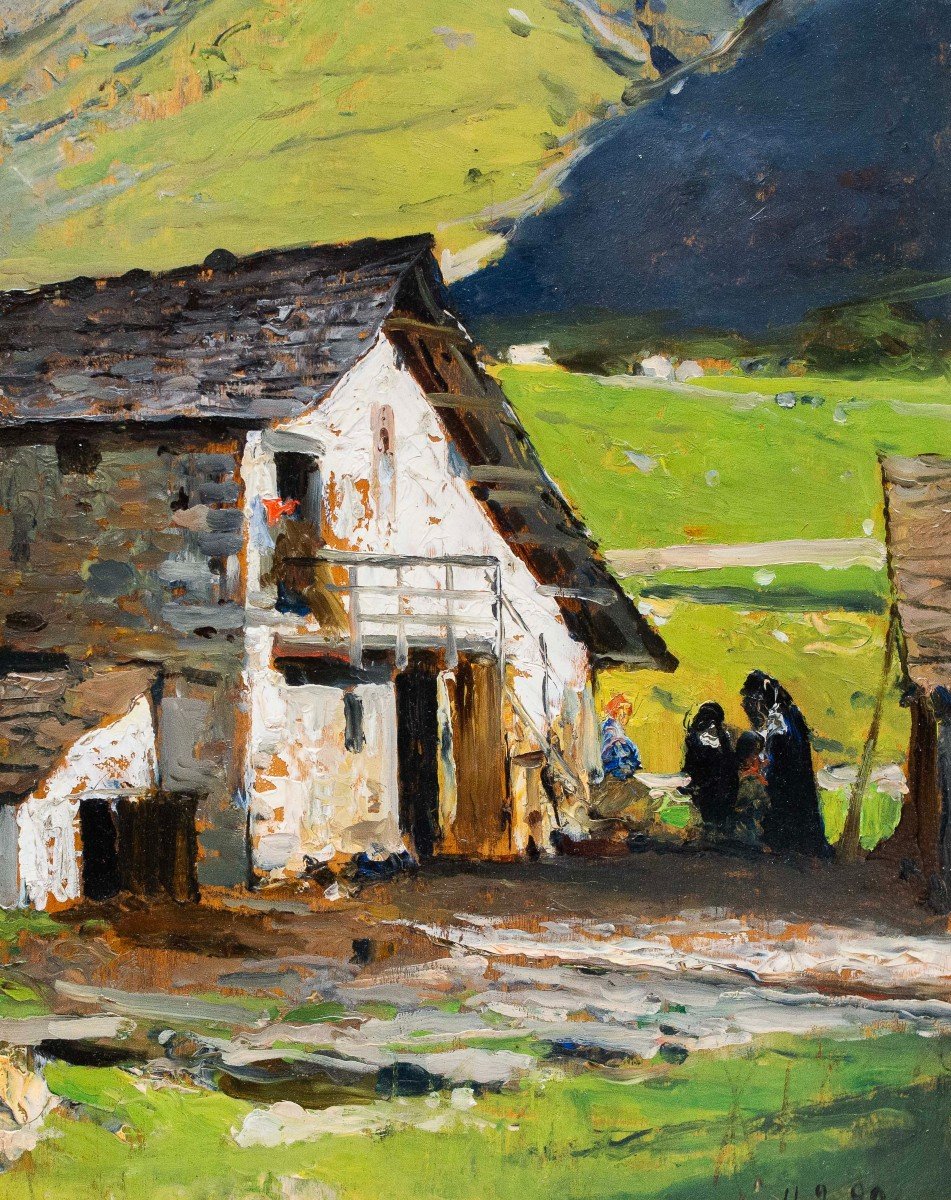 Lorenzo Delleani, olio su tavola, "Casa di Montagna", 1899-photo-1