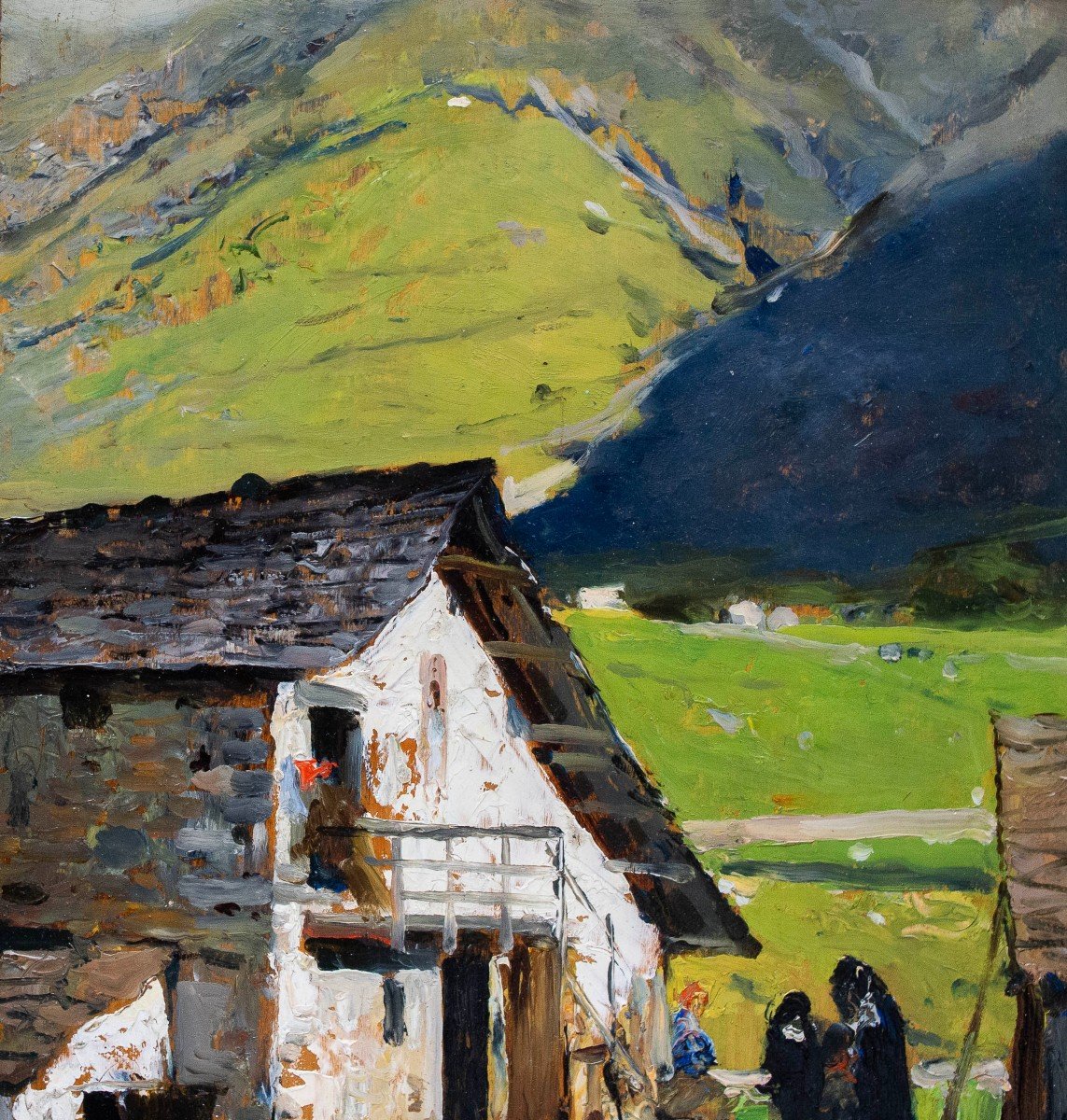 Lorenzo Delleani, olio su tavola, "Casa di Montagna", 1899-photo-3