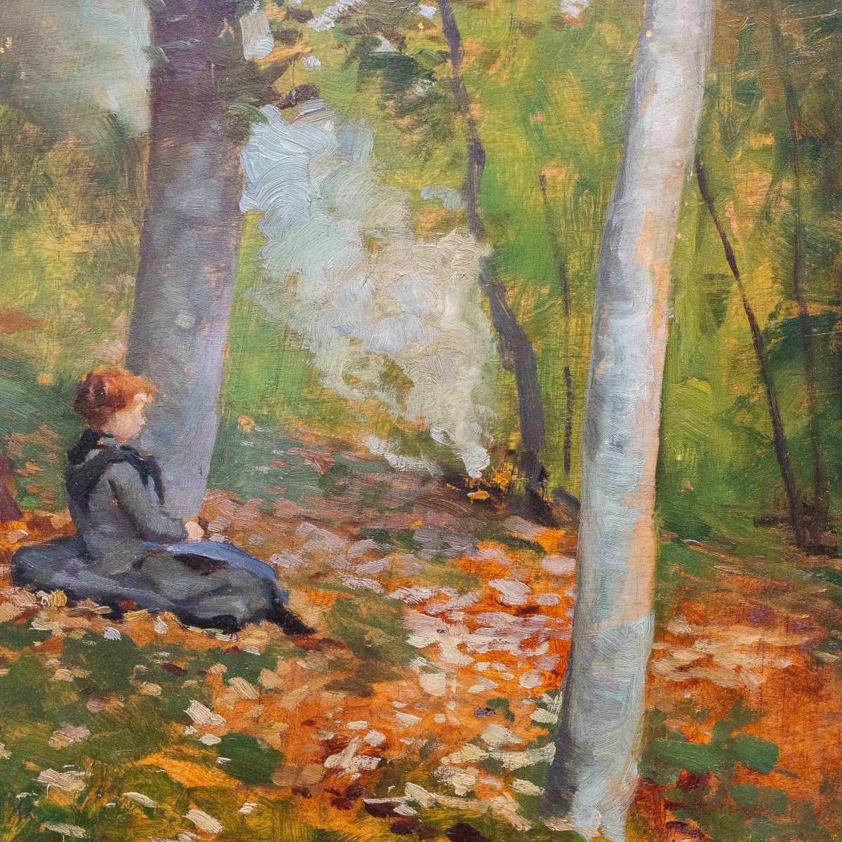 Giovanni Carpanetto, "Nel Bosco d'Ottobre", olio su tavola, firmato, 1892-photo-2