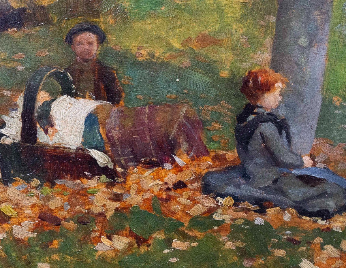 Giovanni Carpanetto, "Nel Bosco d'Ottobre", olio su tavola, firmato, 1892-photo-5