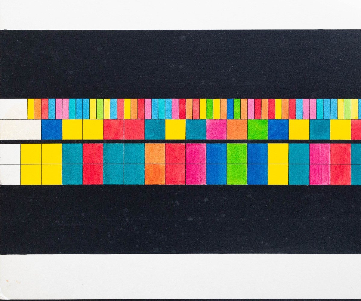 Luigi Veronesi, "Visualizzazioni cromatiche della musica”, Tecnica mista su cartoncino, 1970-photo-2