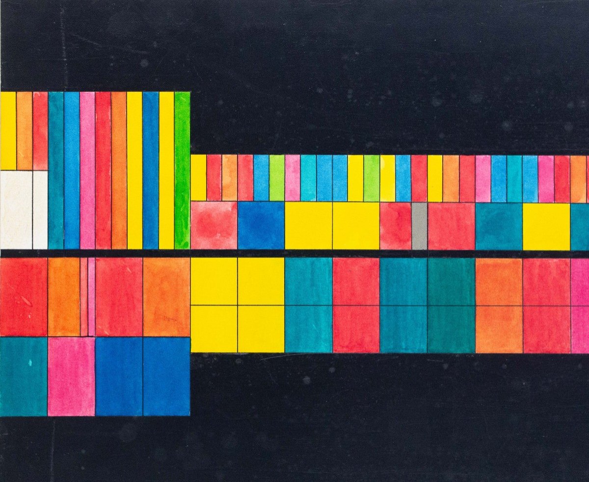 Luigi Veronesi, "Visualizzazioni cromatiche della musica”, Tecnica mista su cartoncino, 1970-photo-2