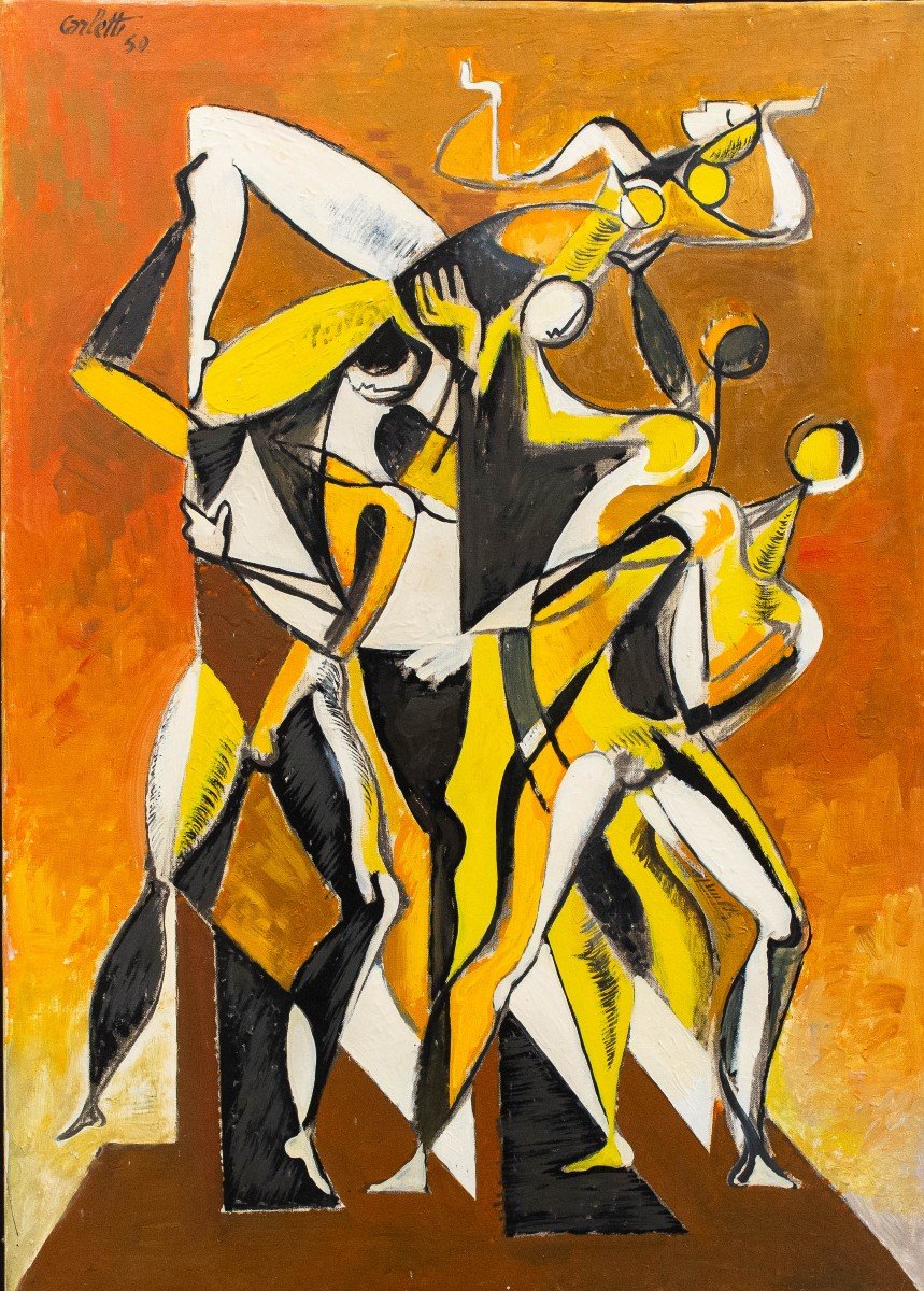 Mario Carletti, "Balleto a Six", olio su tela, firmato, 1950