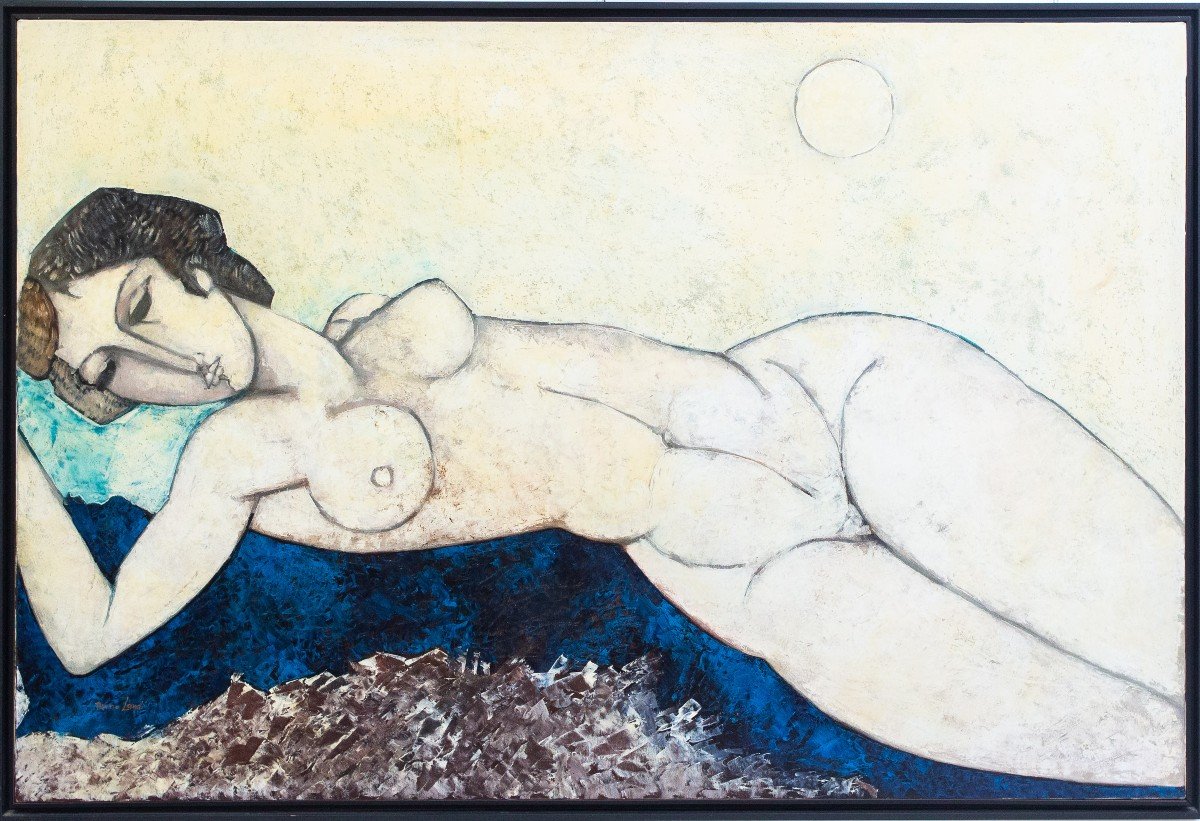 Bruno Landi, "Grande Nudo, omaggio a Modigliani", olio su tela, 1998-photo-2