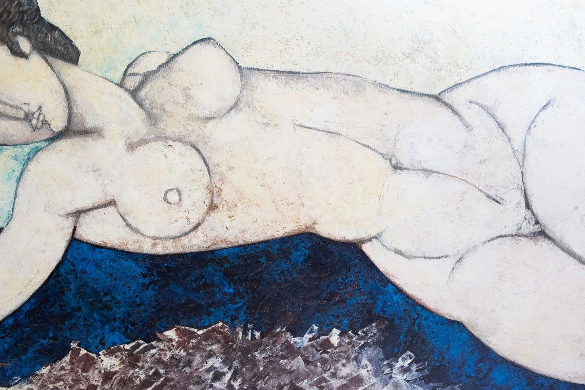 Bruno Landi, "Grande Nudo, omaggio a Modigliani", olio su tela, 1998-photo-4