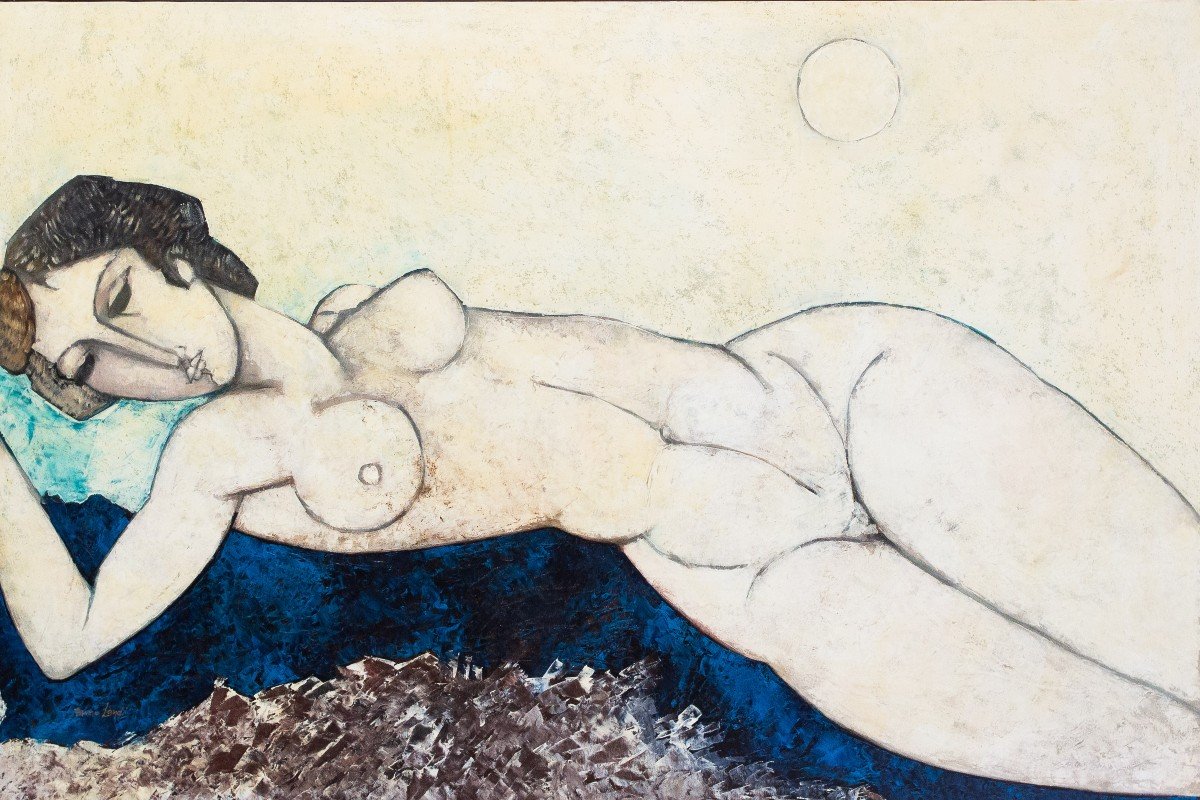 Bruno Landi, "Grande Nudo, omaggio a Modigliani", olio su tela, 1998