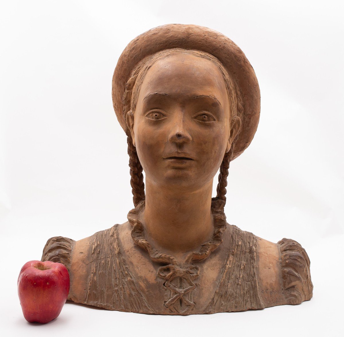 Carmelo Cappello, scultura di "Ragazza", terracotta, firmato, 1939-photo-2