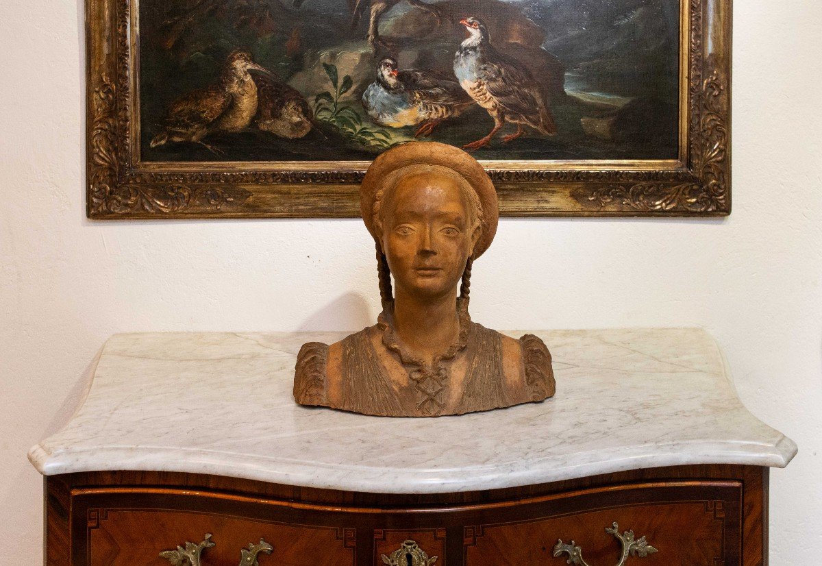 Carmelo Cappello, scultura di "Ragazza", terracotta, firmato, 1939-photo-4