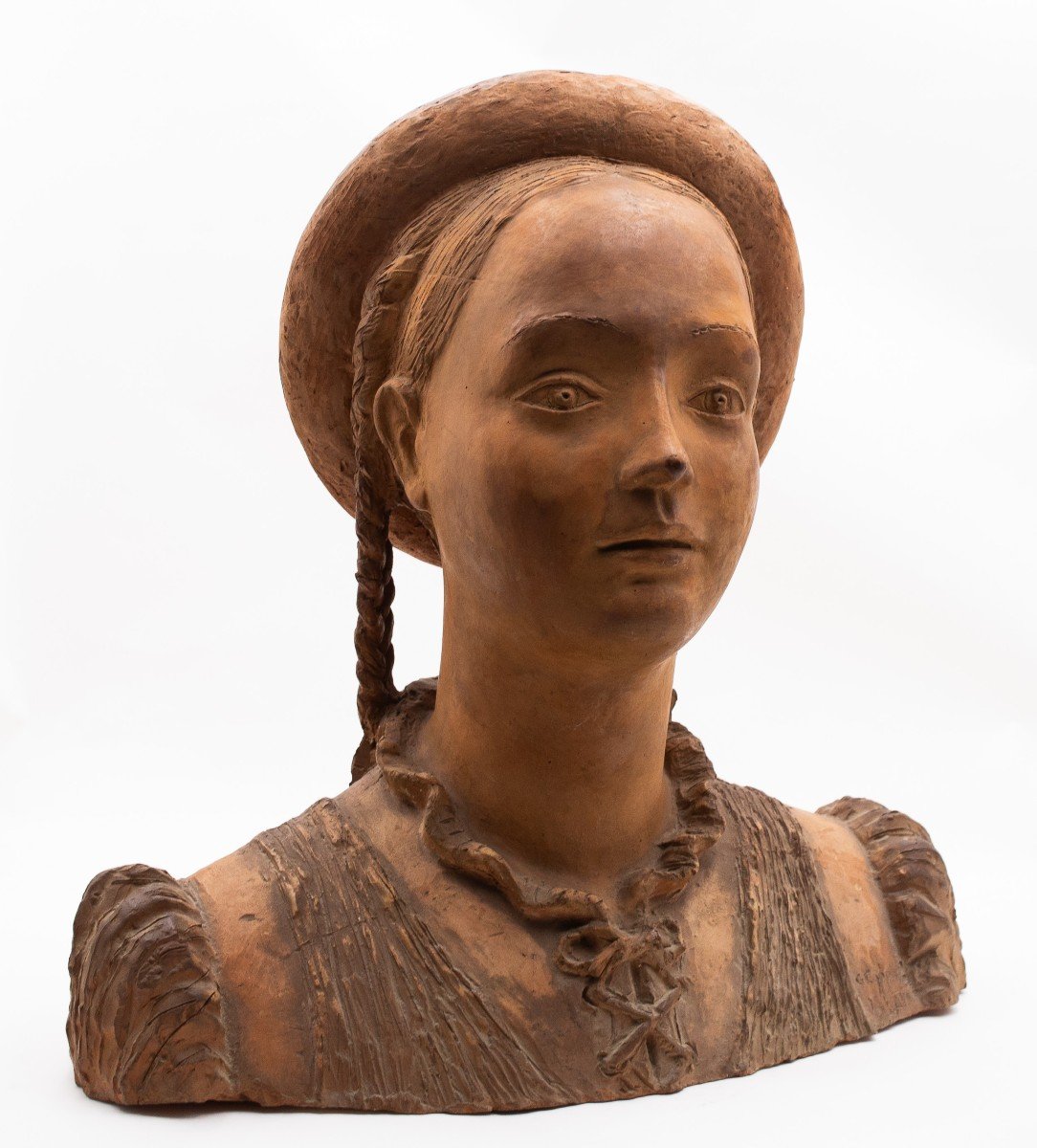 Carmelo Cappello, scultura di "Ragazza", terracotta, firmato, 1939-photo-6