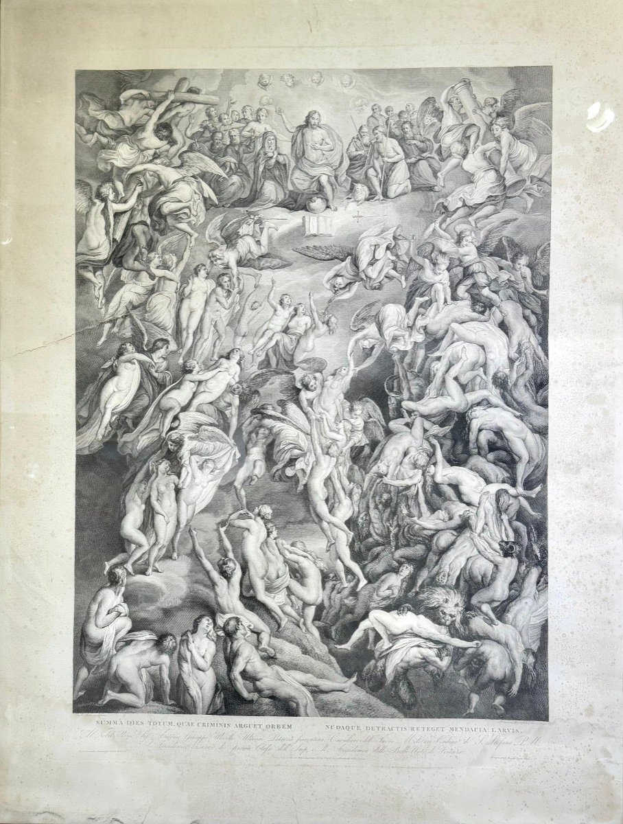 "Giudizio Universale" da Rubens, Incisione Rosaspina Francesco, Epoca Fine '700 Inizio '800-photo-4