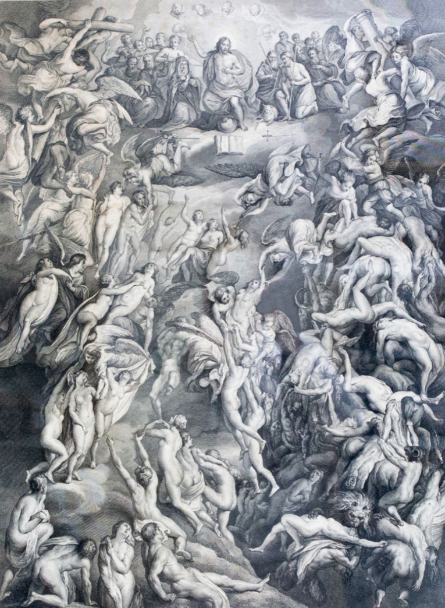 "Giudizio Universale" da Rubens, Incisione Rosaspina Francesco, Epoca Fine '700 Inizio '800