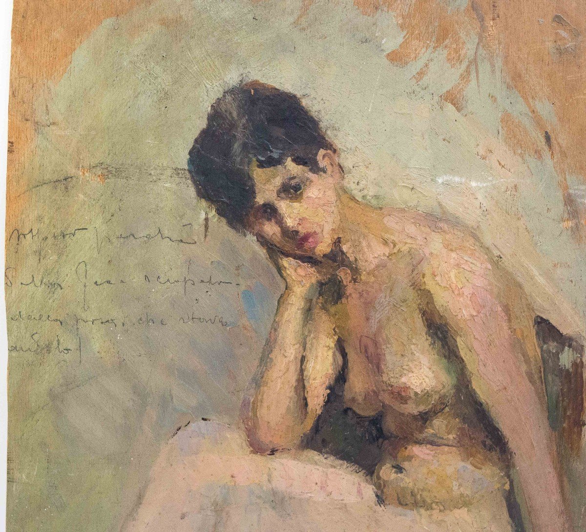 Cesare Tallone, "Nudi Femminili", olio su tavola, firmato, 1886-photo-4