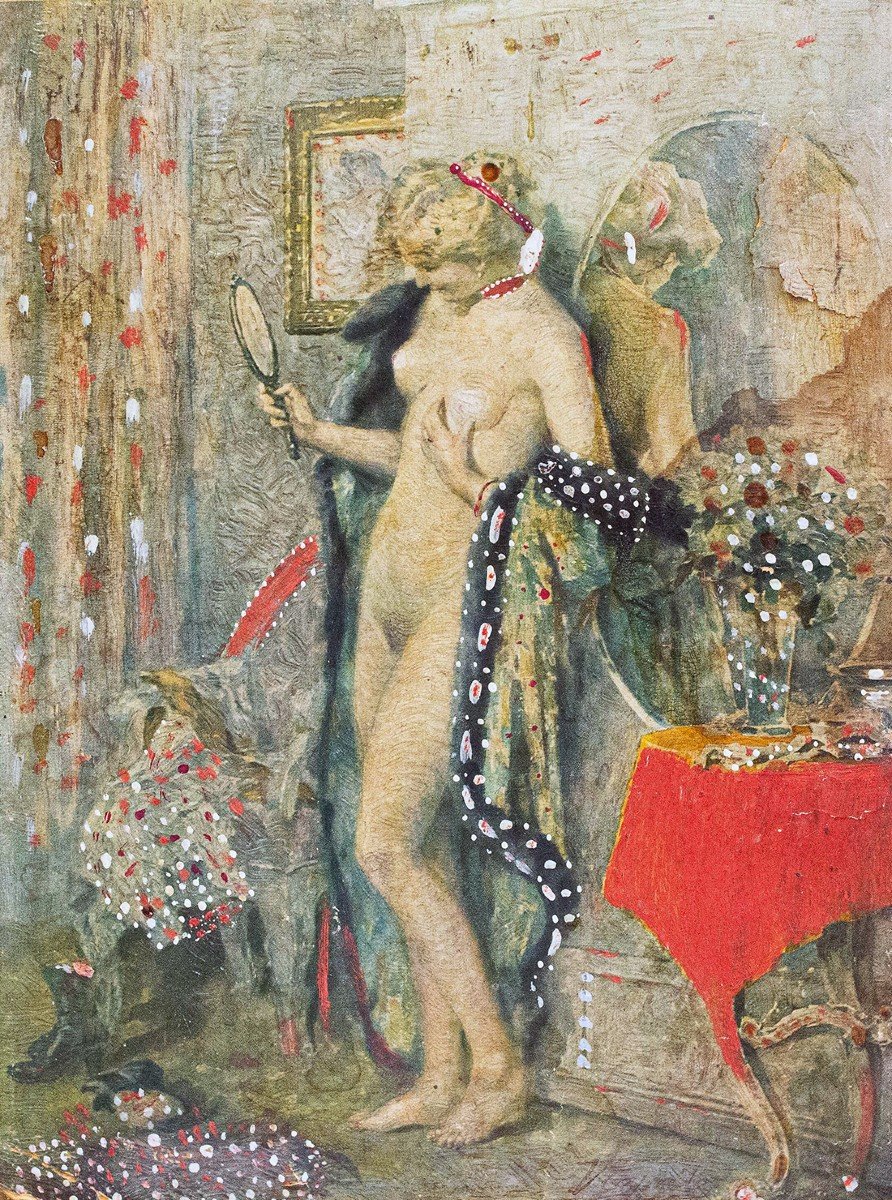 Vincenzo Caprile, "Nudo femminile", olio su cartone, firmato, Primi '900-photo-6