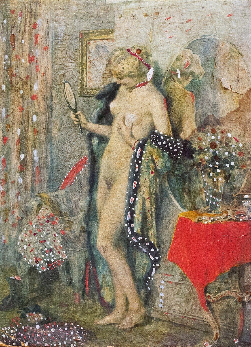 Vincenzo Caprile, "Nudo femminile", olio su cartone, firmato, Primi '900