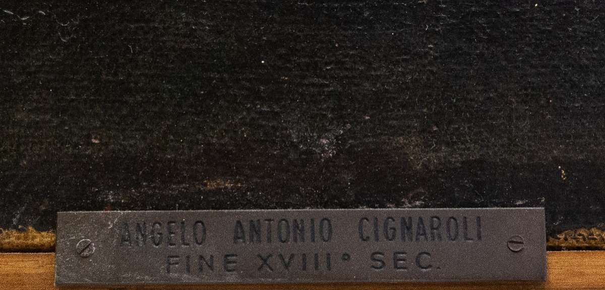 Coppia di grandi dipinti Angelo Cignaroli, olio su tela, "Scene di vita quotidina", Fine XVII s-photo-3