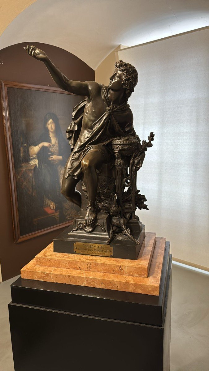 Mathurin Moreau, "Apollo", grande scultura in bronzo, firmato, XIX sec.-photo-2