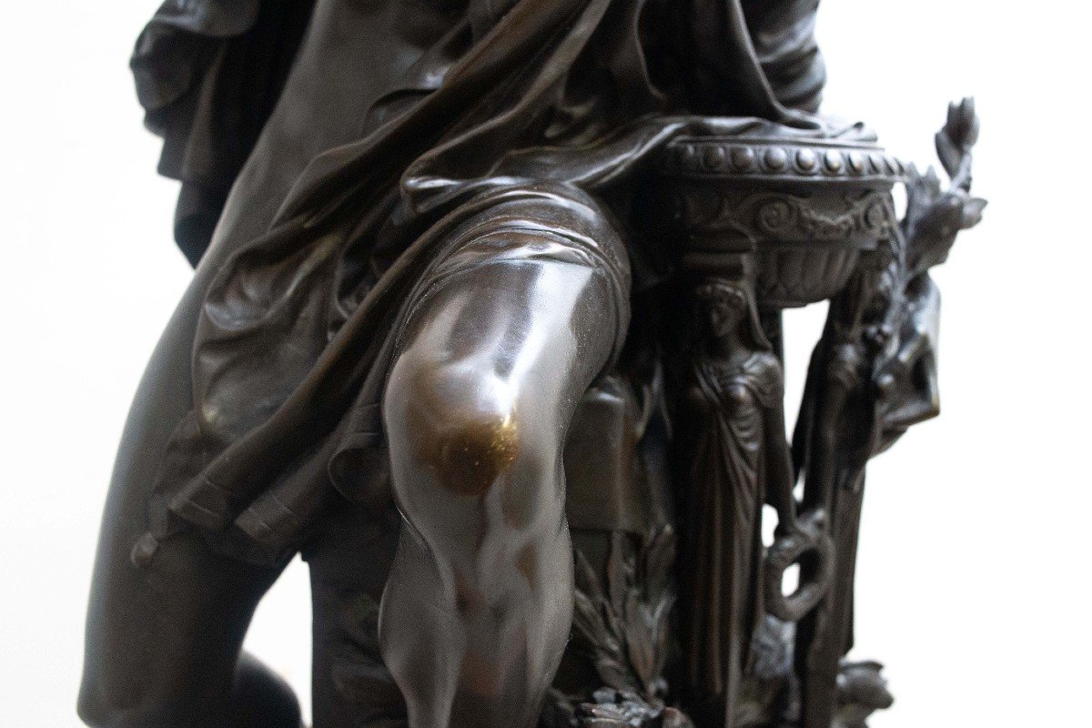 Mathurin Moreau, "Apollo", grande scultura in bronzo, firmato, XIX sec.-photo-7