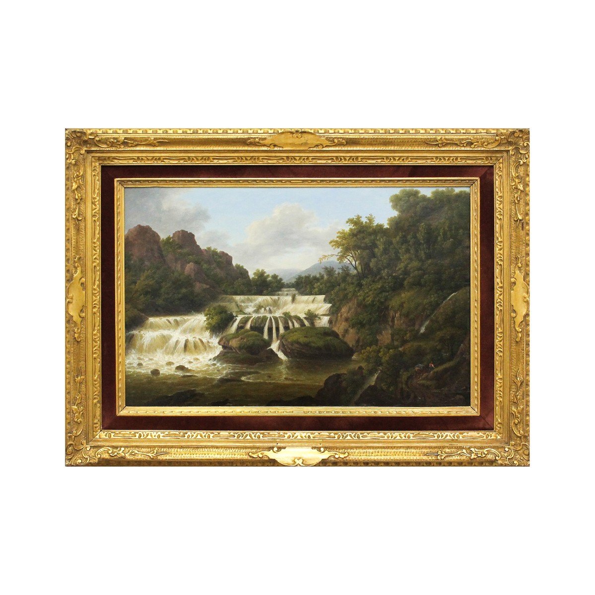 "Paysage avec figures", huile sur panneau, Franz Scheyerer, 1837-photo-3