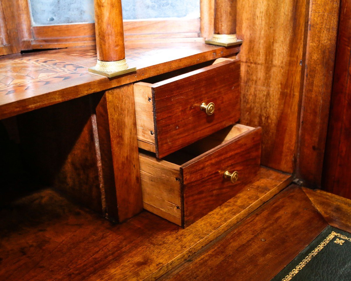 Secretaire d'Origine Emilia En Noyer, Style Empire, Période 18ème Siècle-photo-5