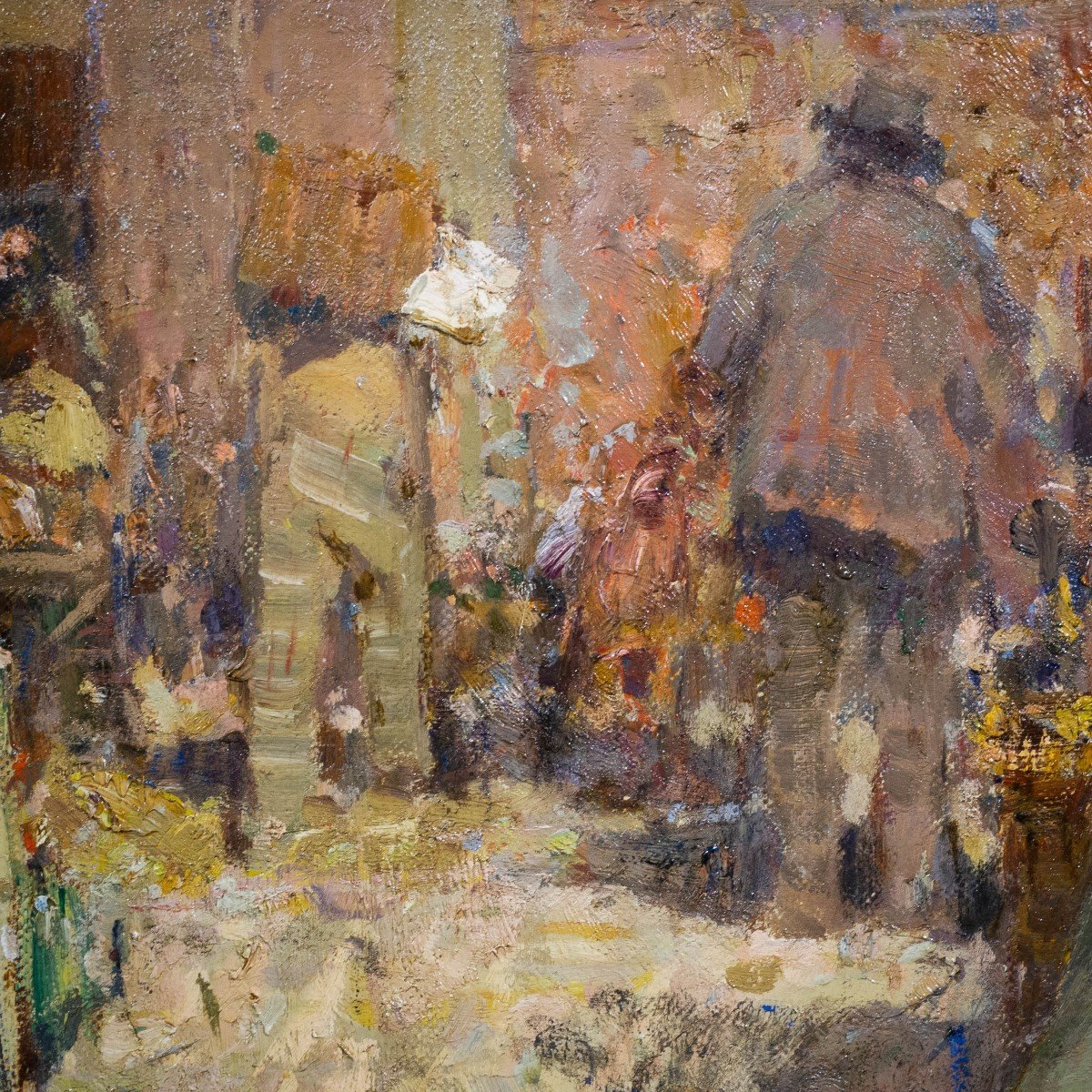 Marché Au Poivre à Chivasso Huile Sur Toile, 180 X 200 Cm Signé, Daté Et Situé 1919, En Bas à D-photo-6