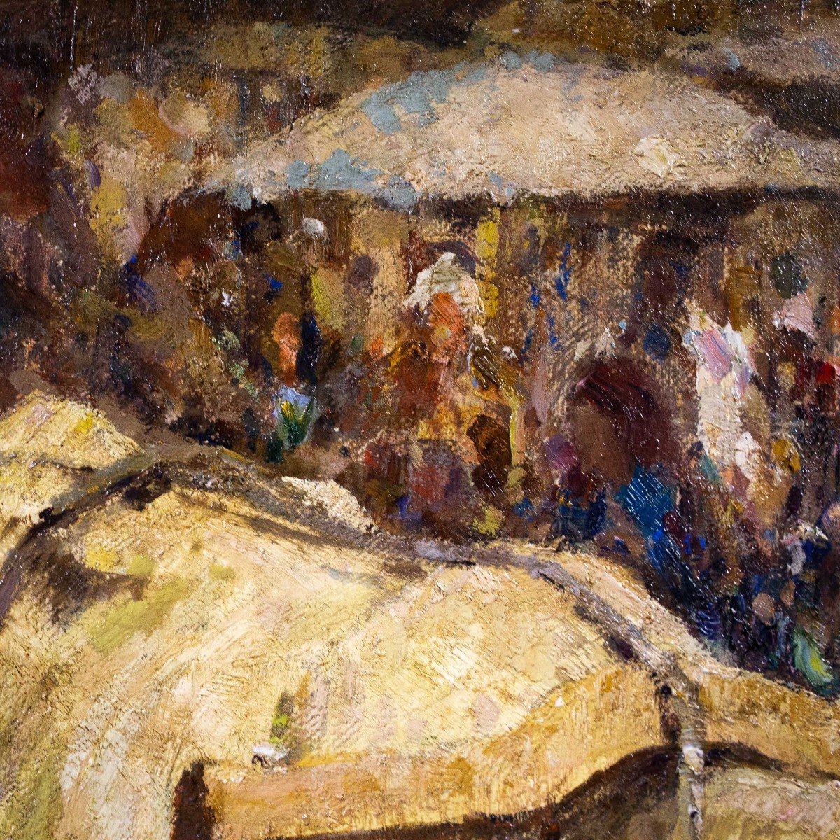 Marché Au Poivre à Chivasso Huile Sur Toile, 180 X 200 Cm Signé, Daté Et Situé 1919, En Bas à D-photo-7