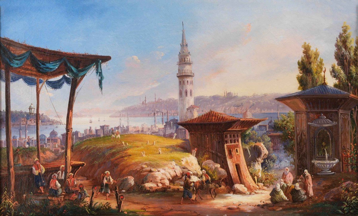 Veduta di Istanbul con la torre del fuoco di Beyazit